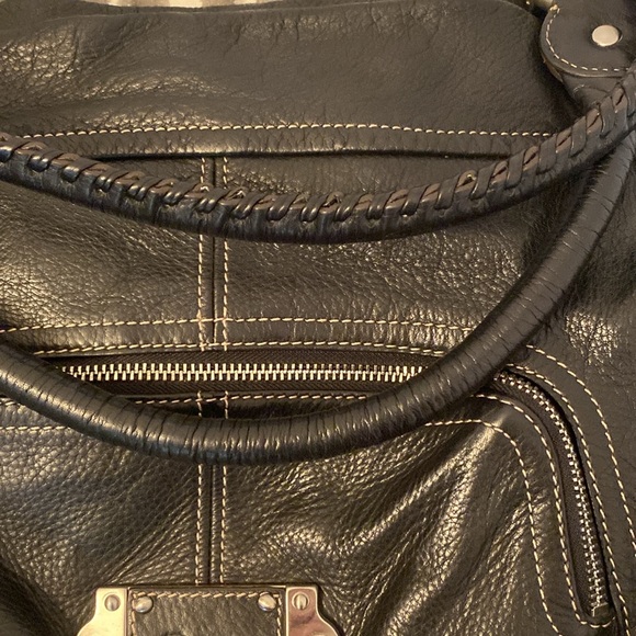 B Markowsky Women’s Leather satchel bag , leopard interior, magnetic closure - Picture 2 of 6